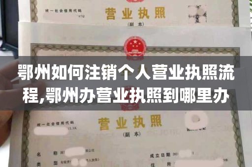 鄂州如何注销个人营业执照流程,鄂州办营业执照到哪里办