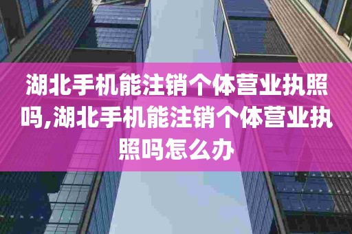 湖北手机能注销个体营业执照吗,湖北手机能注销个体营业执照吗怎么办