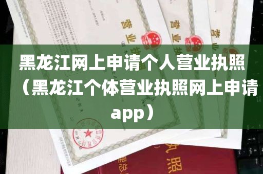 黑龙江网上申请个人营业执照（黑龙江个体营业执照网上申请app）