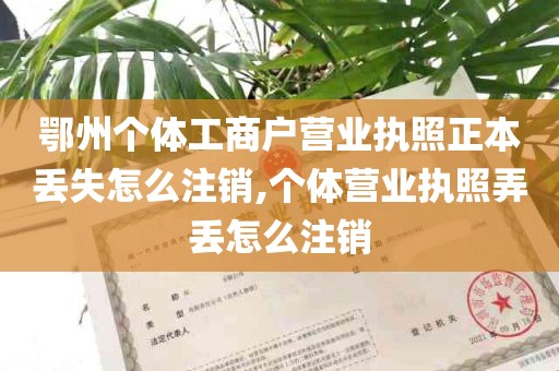 鄂州个体工商户营业执照正本丢失怎么注销,个体营业执照弄丢怎么注销