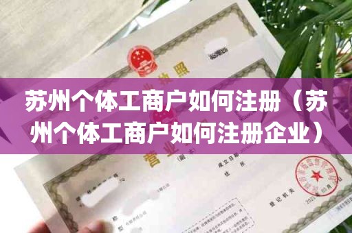 苏州个体工商户如何注册（苏州个体工商户如何注册企业）