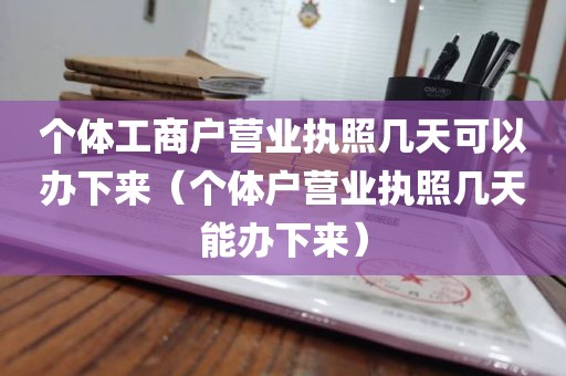 个体工商户营业执照几天可以办下来（个体户营业执照几天能办下来）