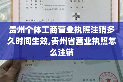 贵州个体工商营业执照注销多久时间生效,贵州省营业执照怎么注销