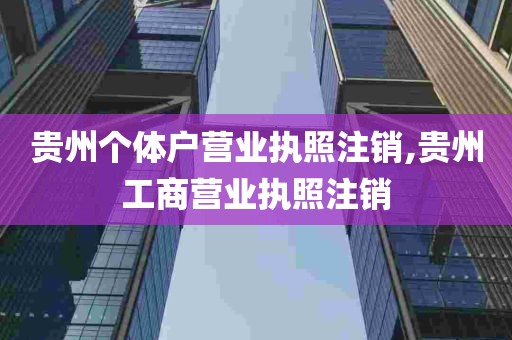 贵州个体户营业执照注销,贵州工商营业执照注销