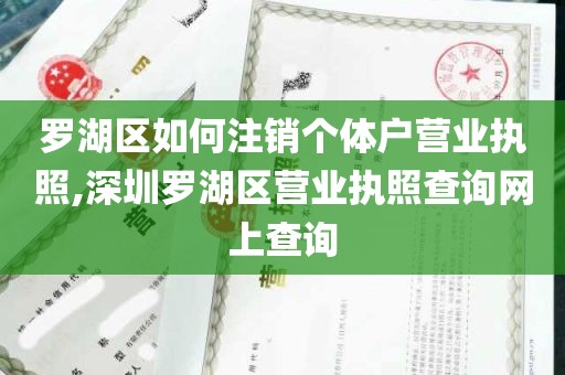 罗湖区如何注销个体户营业执照,深圳罗湖区营业执照查询网上查询