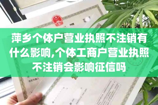 萍乡个体户营业执照不注销有什么影响,个体工商户营业执照不注销会影响征信吗