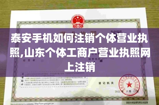 泰安手机如何注销个体营业执照,山东个体工商户营业执照网上注销