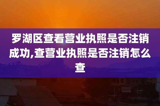 罗湖区查看营业执照是否注销成功,查营业执照是否注销怎么查