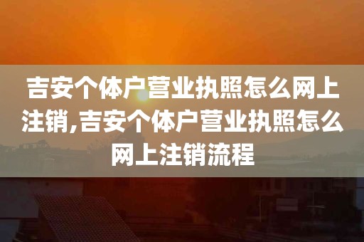 吉安个体户营业执照怎么网上注销,吉安个体户营业执照怎么网上注销流程