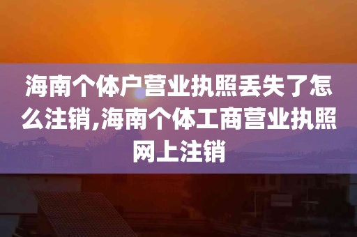 海南个体户营业执照丢失了怎么注销,海南个体工商营业执照网上注销