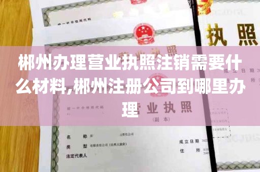 郴州办理营业执照注销需要什么材料,郴州注册公司到哪里办理