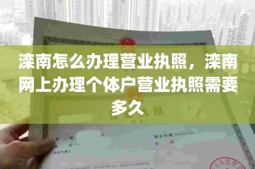 滦南怎么办理营业执照，滦南网上办理个体户营业执照需要多久