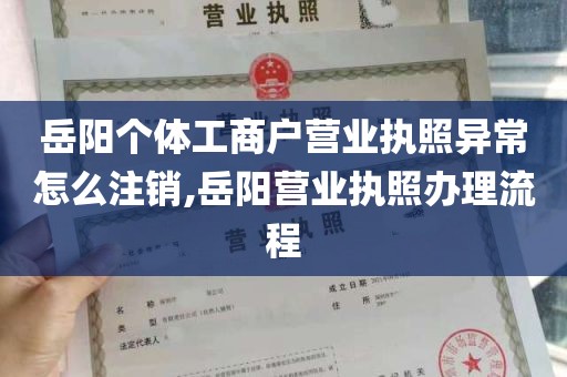 岳阳个体工商户营业执照异常怎么注销,岳阳营业执照办理流程