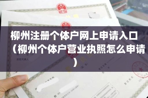 柳州注册个体户网上申请入口（柳州个体户营业执照怎么申请）