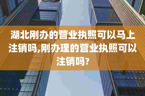 湖北刚办的营业执照可以马上注销吗,刚办理的营业执照可以注销吗?