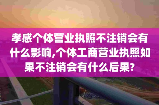 孝感个体营业执照不注销会有什么影响,个体工商营业执照如果不注销会有什么后果?