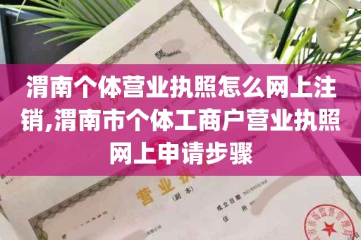 渭南个体营业执照怎么网上注销,渭南市个体工商户营业执照网上申请步骤