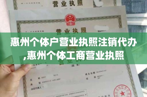 惠州个体户营业执照注销代办,惠州个体工商营业执照