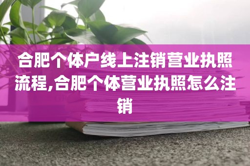 合肥个体户线上注销营业执照流程,合肥个体营业执照怎么注销