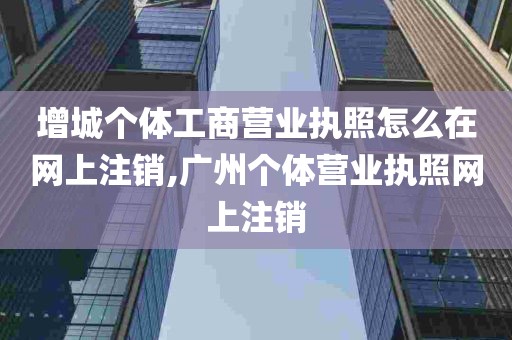 增城个体工商营业执照怎么在网上注销,广州个体营业执照网上注销