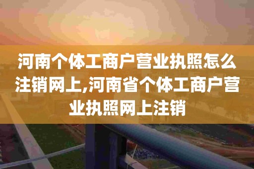 河南个体工商户营业执照怎么注销网上,河南省个体工商户营业执照网上注销