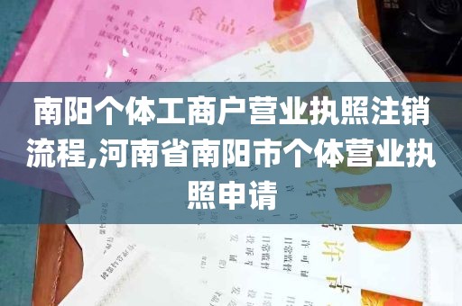 南阳个体工商户营业执照注销流程,河南省南阳市个体营业执照申请