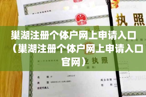 巢湖注册个体户网上申请入口（巢湖注册个体户网上申请入口官网）