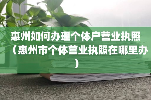 惠州如何办理个体户营业执照（惠州市个体营业执照在哪里办）