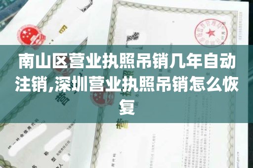 南山区营业执照吊销几年自动注销,深圳营业执照吊销怎么恢复