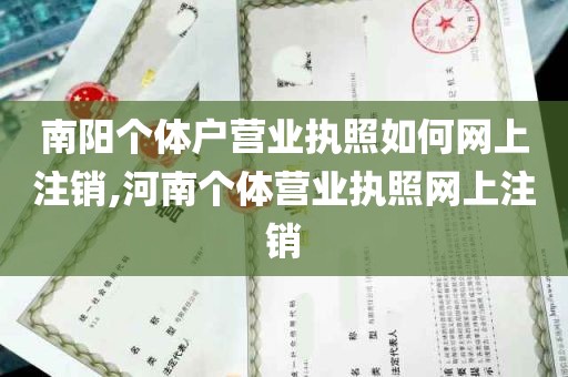 南阳个体户营业执照如何网上注销,河南个体营业执照网上注销