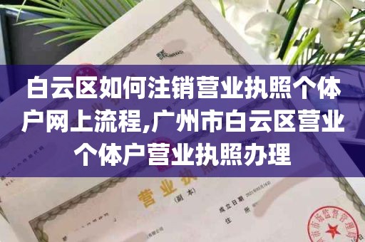 白云区如何注销营业执照个体户网上流程,广州市白云区营业个体户营业执照办理