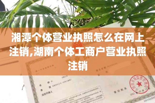 湘潭个体营业执照怎么在网上注销,湖南个体工商户营业执照注销