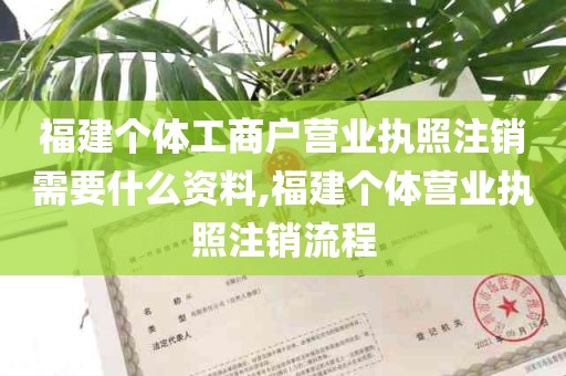 福建个体工商户营业执照注销需要什么资料,福建个体营业执照注销流程