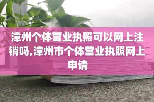 漳州个体营业执照可以网上注销吗,漳州市个体营业执照网上申请