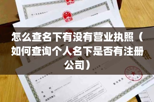 怎么查名下有没有营业执照（如何查询个人名下是否有注册公司）