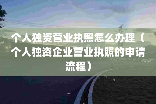 个人独资营业执照怎么办理（个人独资企业营业执照的申请流程）