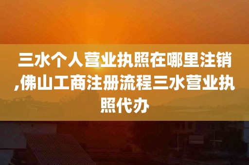 三水个人营业执照在哪里注销,佛山工商注册流程三水营业执照代办