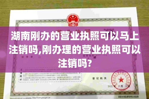 湖南刚办的营业执照可以马上注销吗,刚办理的营业执照可以注销吗?