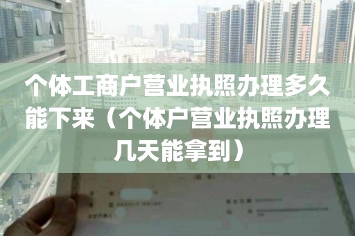 个体工商户营业执照办理多久能下来（个体户营业执照办理几天能拿到）