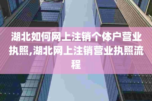 湖北如何网上注销个体户营业执照,湖北网上注销营业执照流程