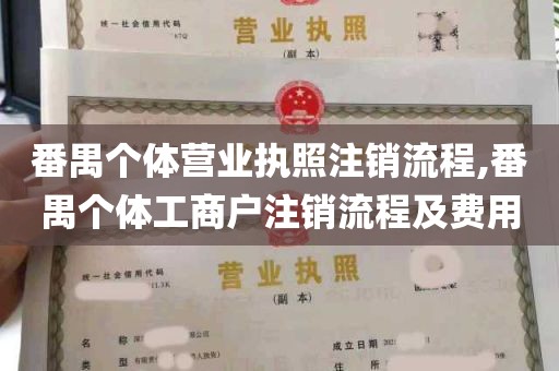 番禺个体营业执照注销流程,番禺个体工商户注销流程及费用