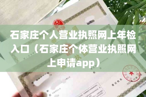 石家庄个人营业执照网上年检入口（石家庄个体营业执照网上申请app）