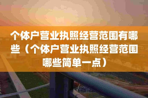 个体户营业执照经营范围有哪些（个体户营业执照经营范围哪些简单一点）