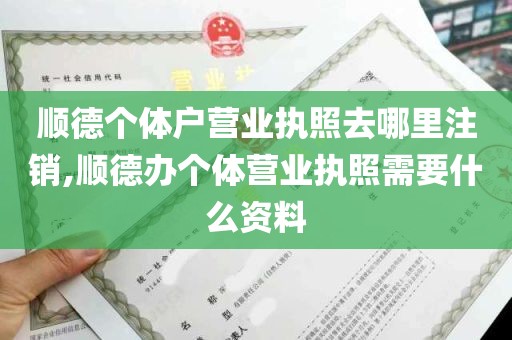 顺德个体户营业执照去哪里注销,顺德办个体营业执照需要什么资料