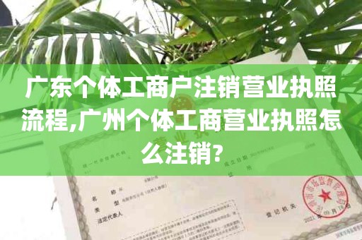 广东个体工商户注销营业执照流程,广州个体工商营业执照怎么注销?