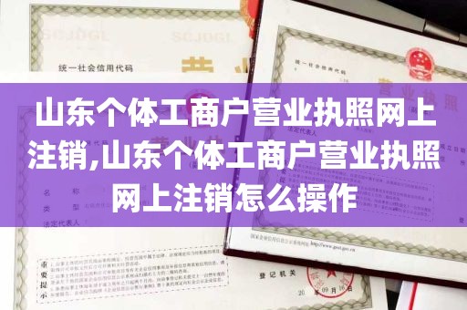 山东个体工商户营业执照网上注销,山东个体工商户营业执照网上注销怎么操作