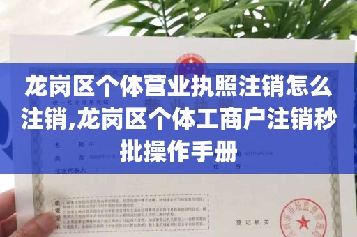 龙岗区个体营业执照注销怎么注销,龙岗区个体工商户注销秒批操作手册