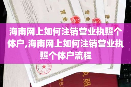 海南网上如何注销营业执照个体户,海南网上如何注销营业执照个体户流程