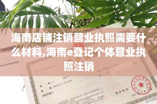 海南店铺注销营业执照需要什么材料,海南e登记个体营业执照注销