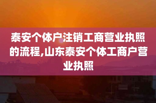 泰安个体户注销工商营业执照的流程,山东泰安个体工商户营业执照